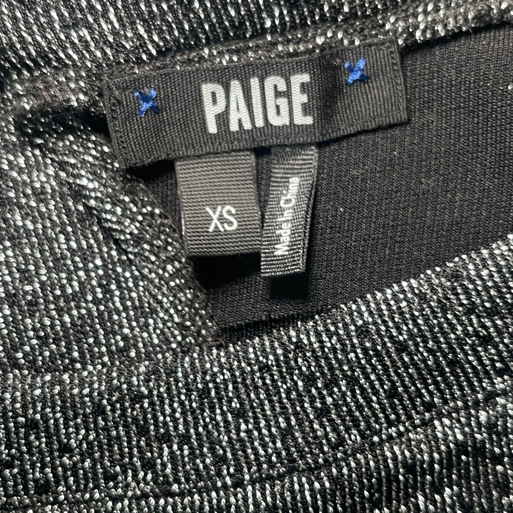 PAIGE Celeste Black Metallic Shimmer Keyhole Back Long Sleeve Blouse Women’s S - Picture 7 of 9
